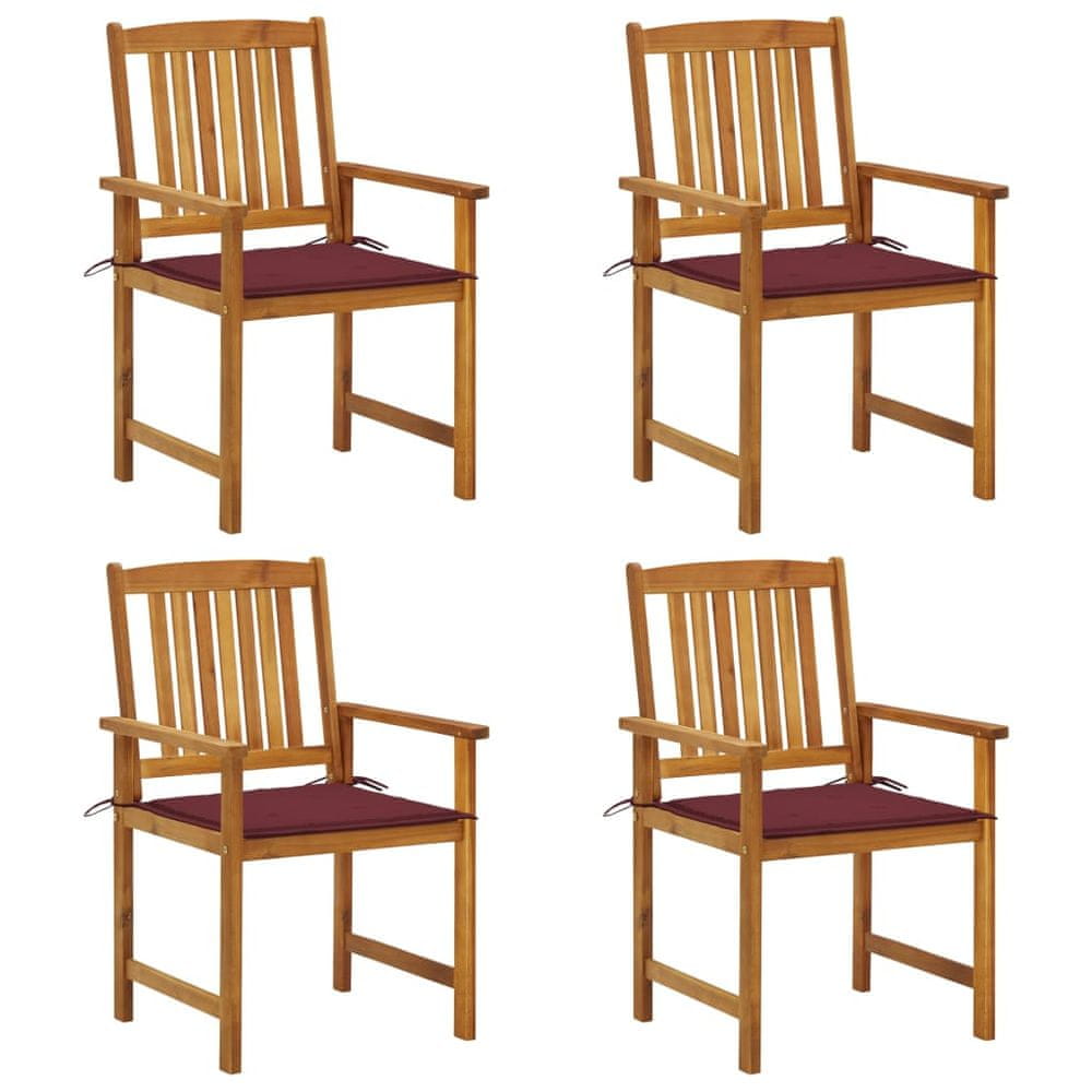 Vidaxl Záhradné stoličky s podložkami 4 ks, akáciový masív
